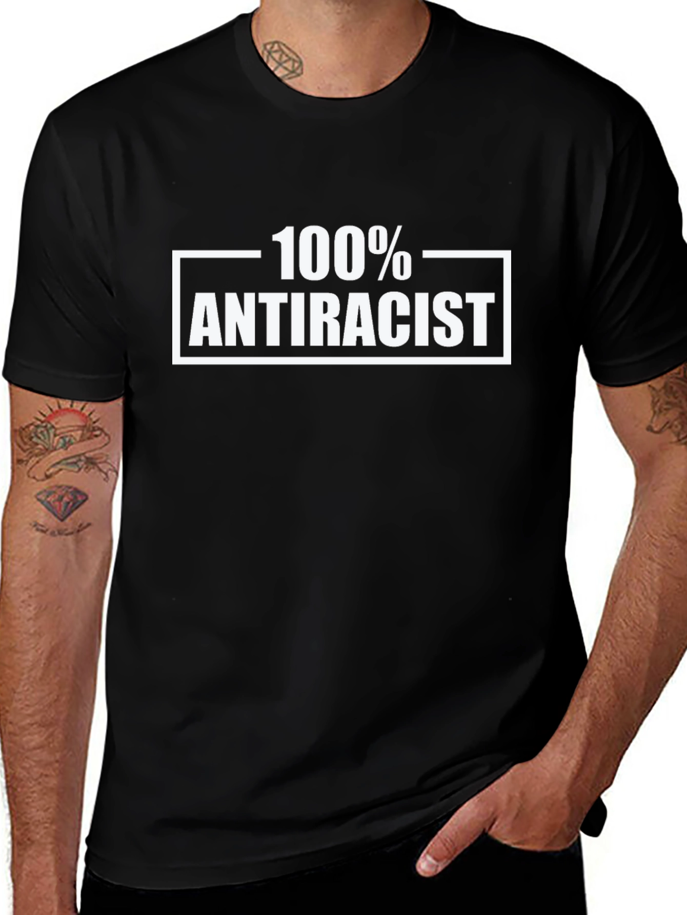 100% Antiracist Graphic T-Shirt - Black