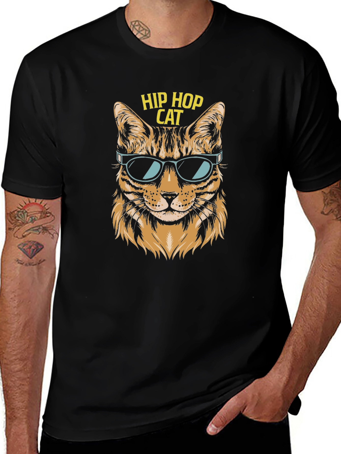 Hip Hop Cat T-Shirt - Cool Graphic Tee