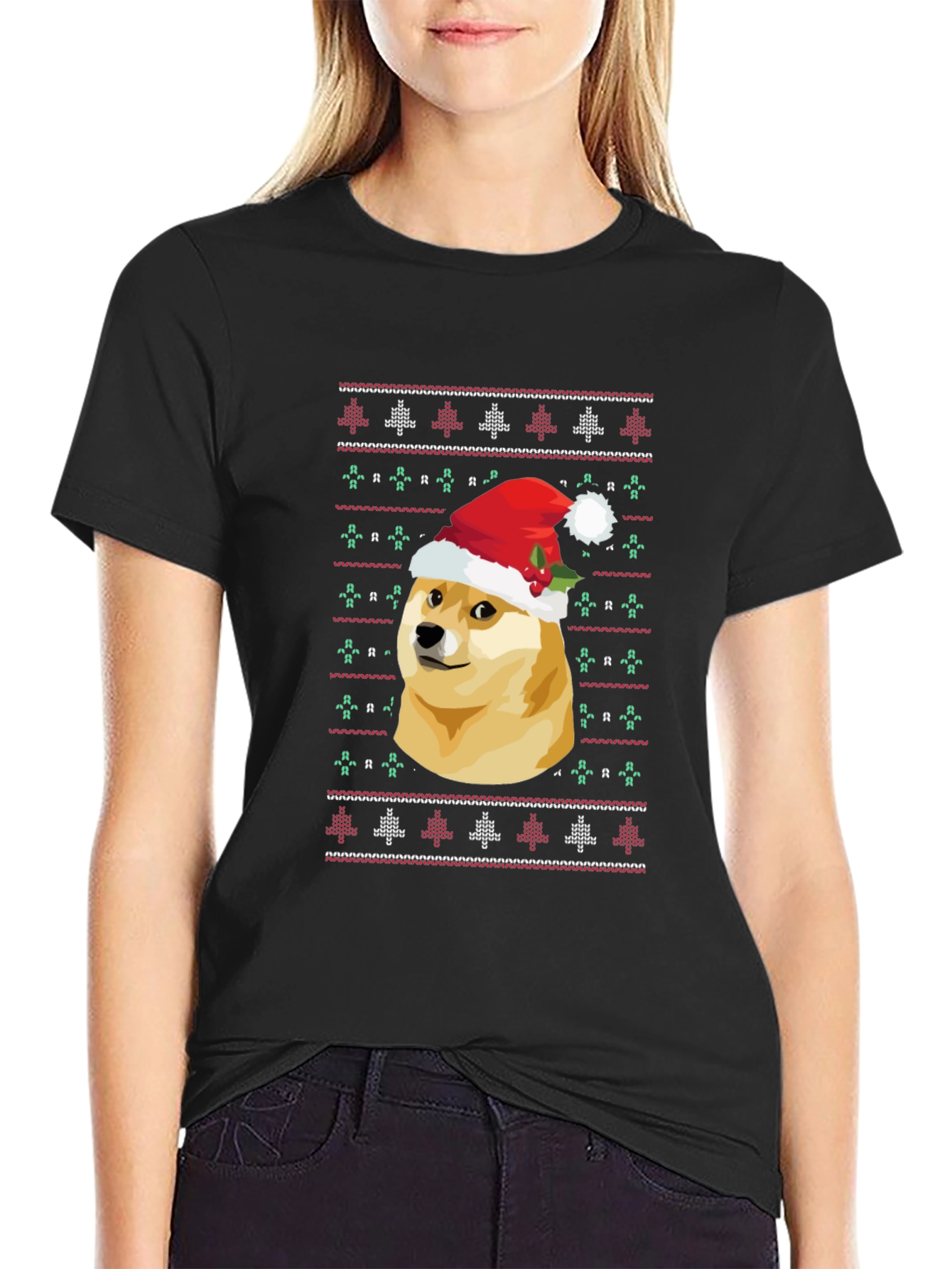 Dogecoin Christmas Sweater Graphic T-Shirt