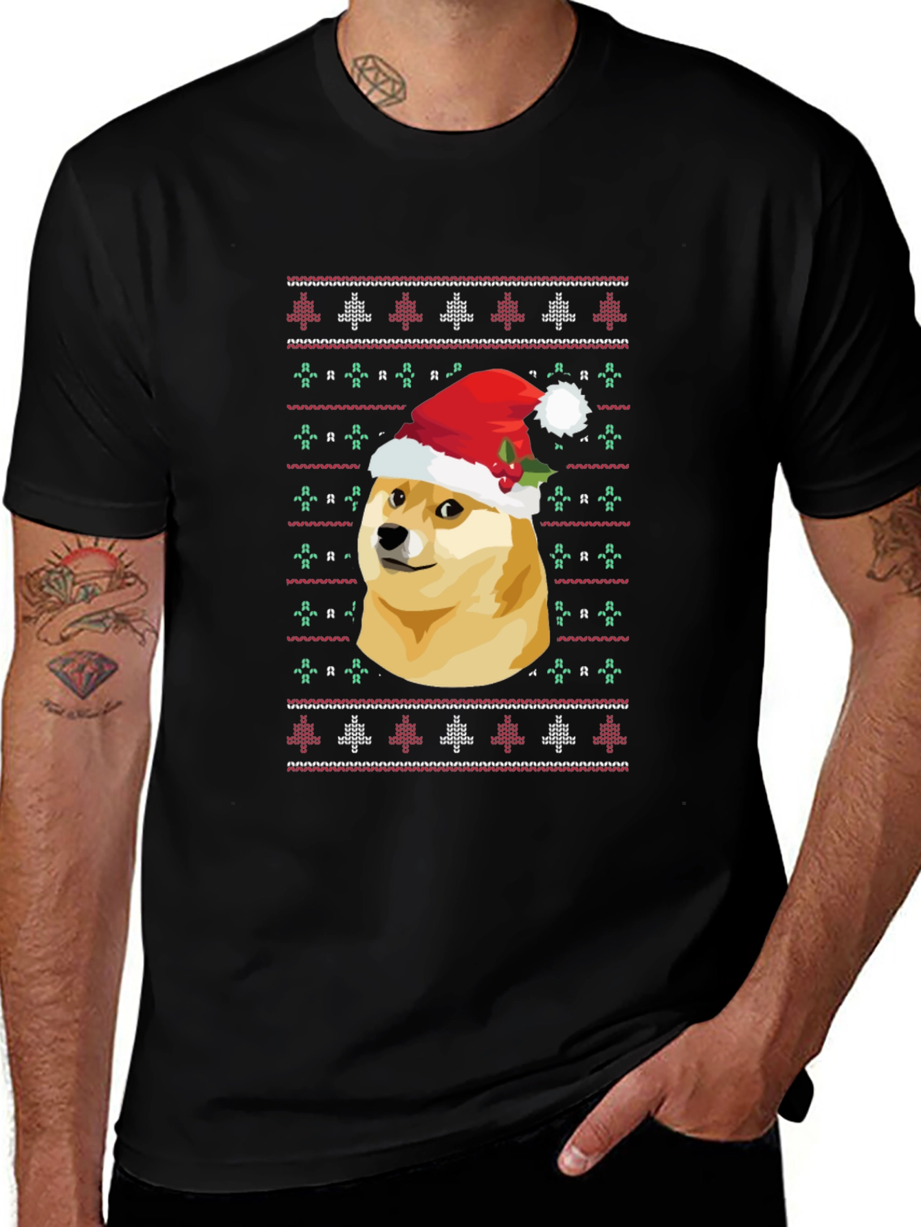 Dogecoin Christmas Sweater Graphic T-Shirt