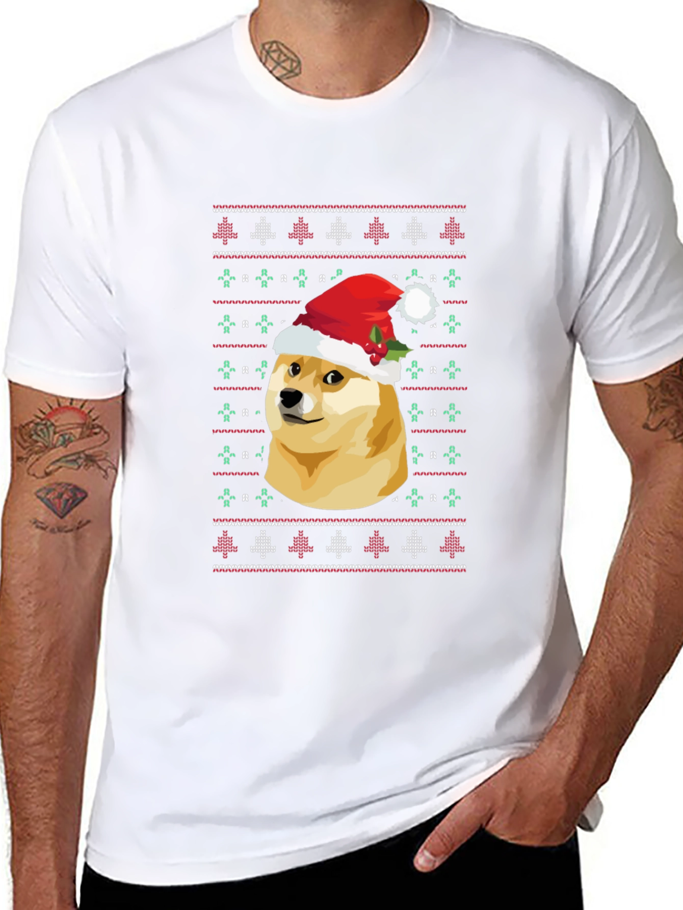 Dogecoin Christmas Sweater Graphic T-Shirt