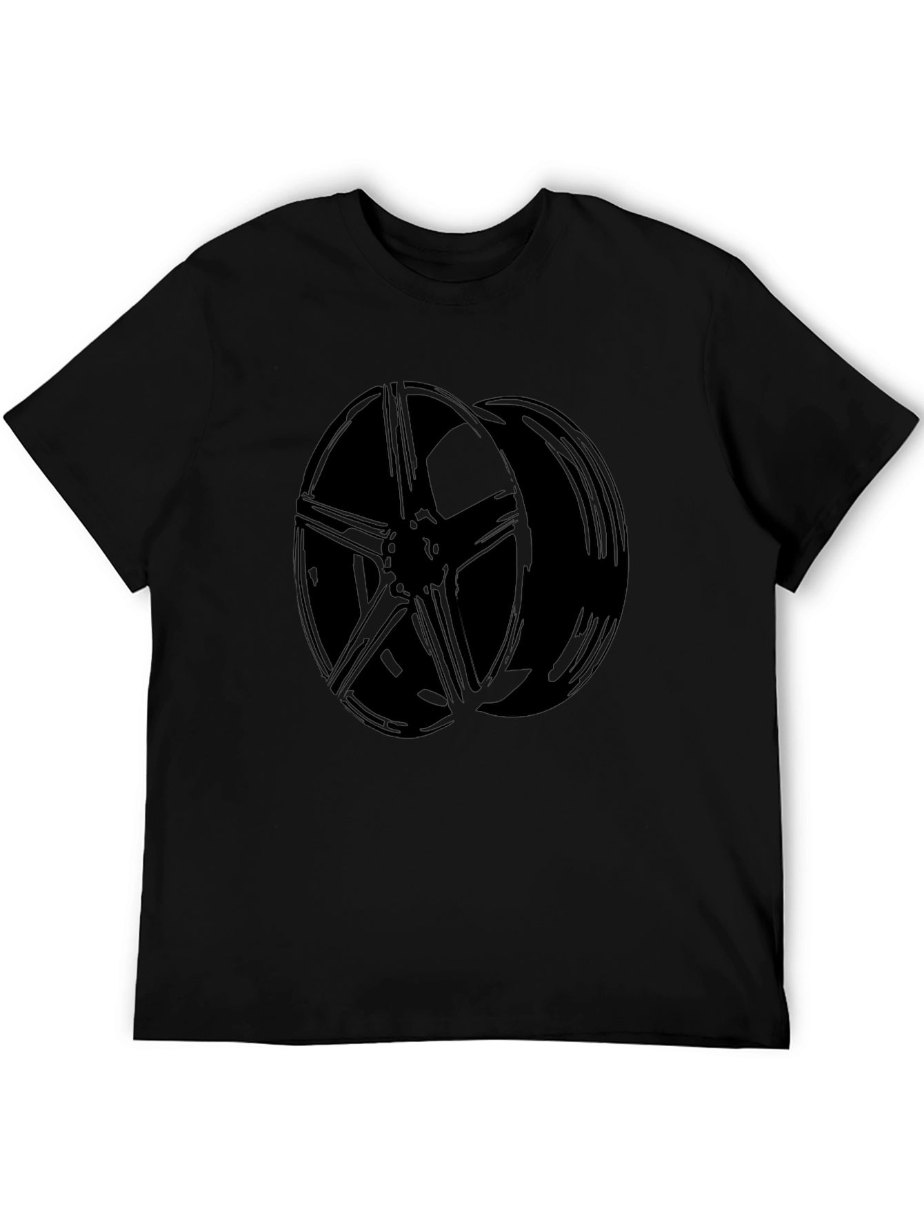 Black Car Wheel Graphic T-Shirt