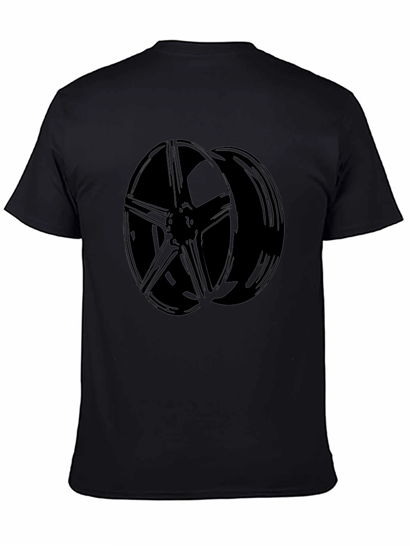 Black Car Wheel Graphic T-Shirt