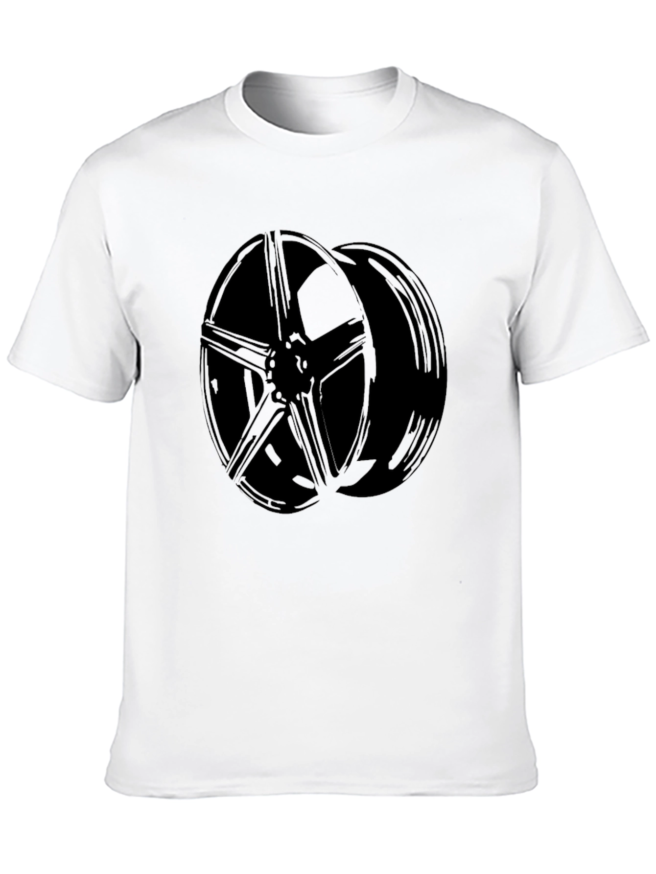 Black Car Wheel Graphic T-Shirt
