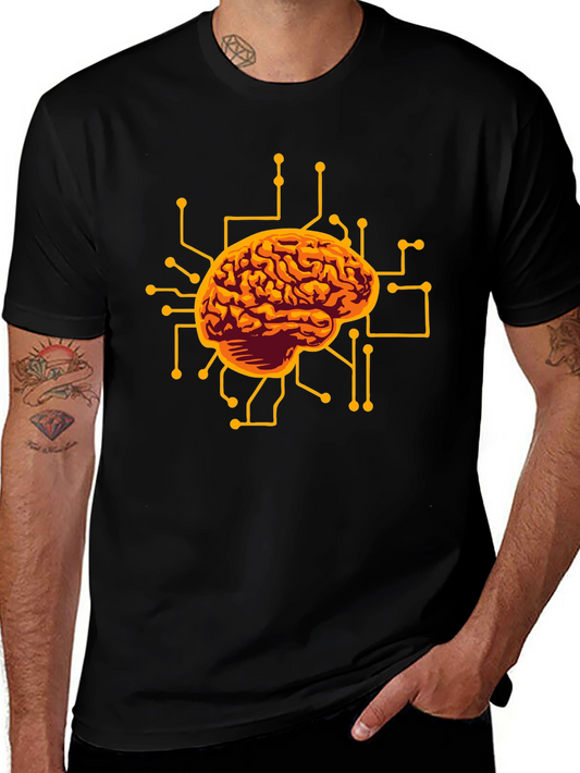 Brain Circuit Black Graphic Tee