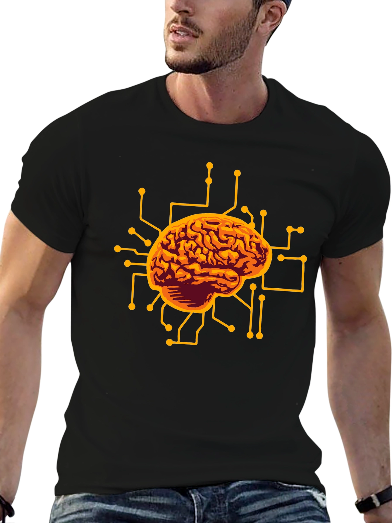 Brain Circuit Black Graphic Tee
