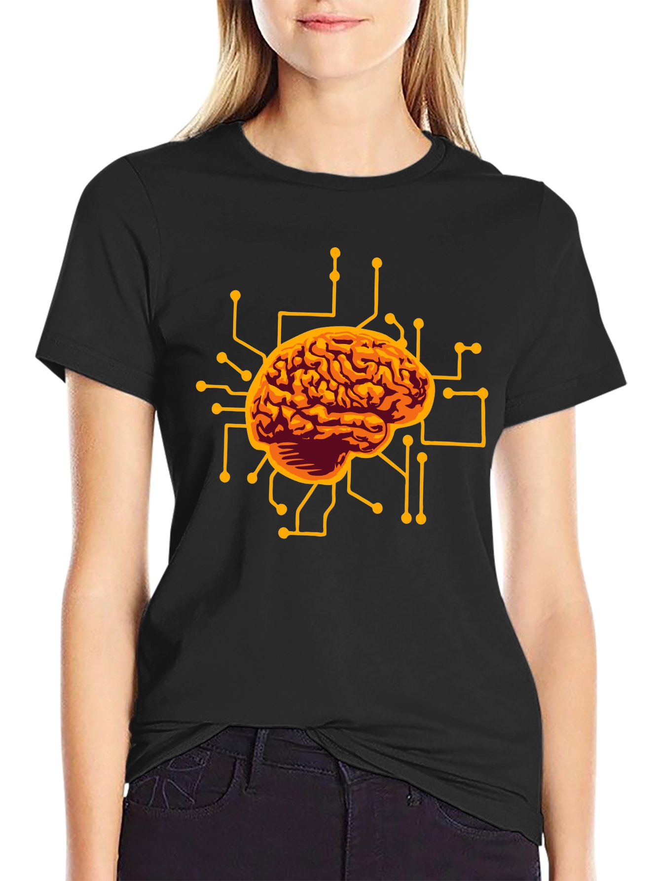 Brain Circuit Black Graphic Tee