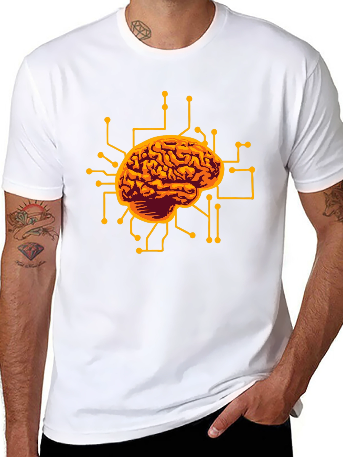 Brain Circuit Black Graphic Tee