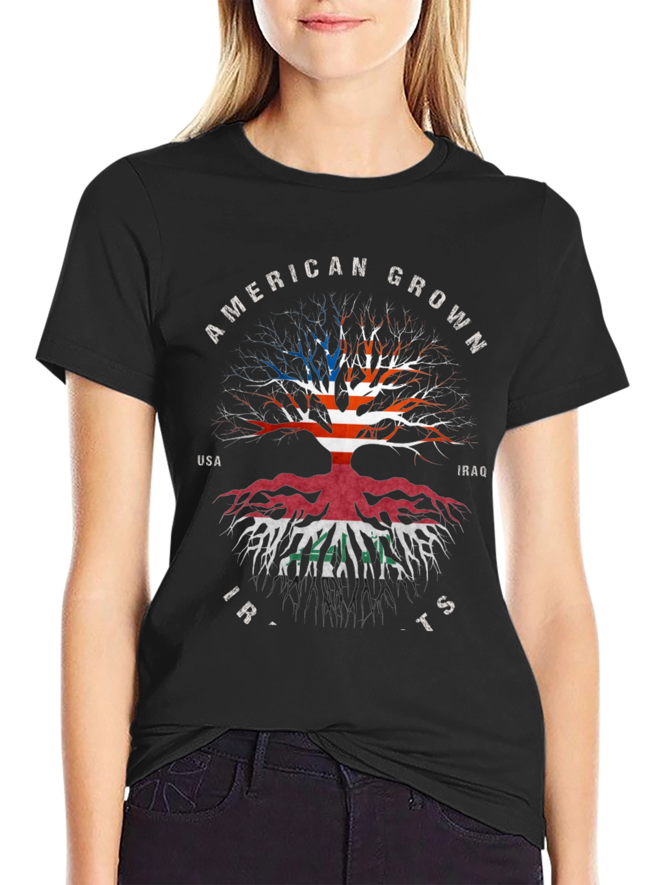 American Grown Iraqi Roots Black T-Shirt