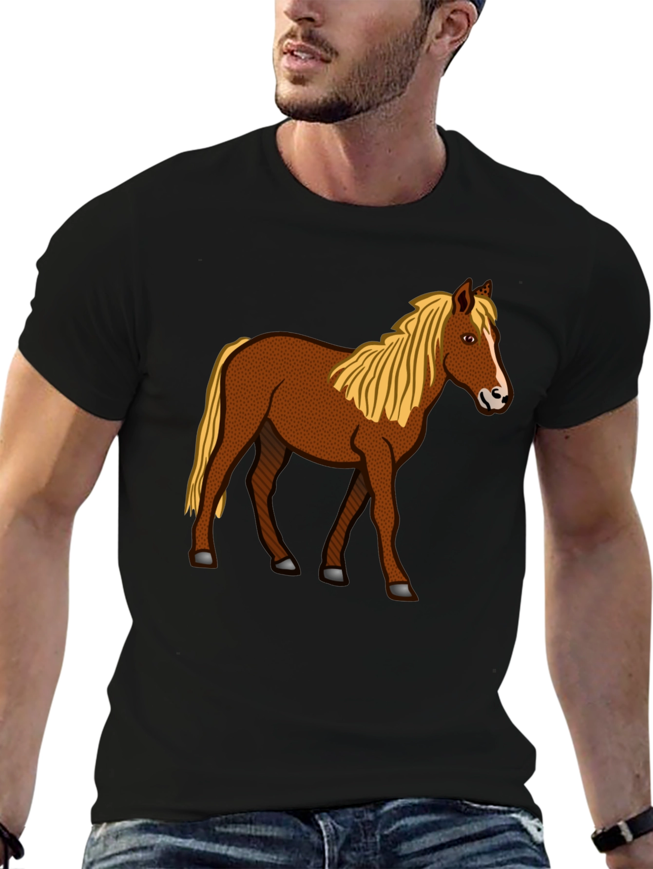 Horse Graphic T-Shirt - Classic Crew Neck Tee