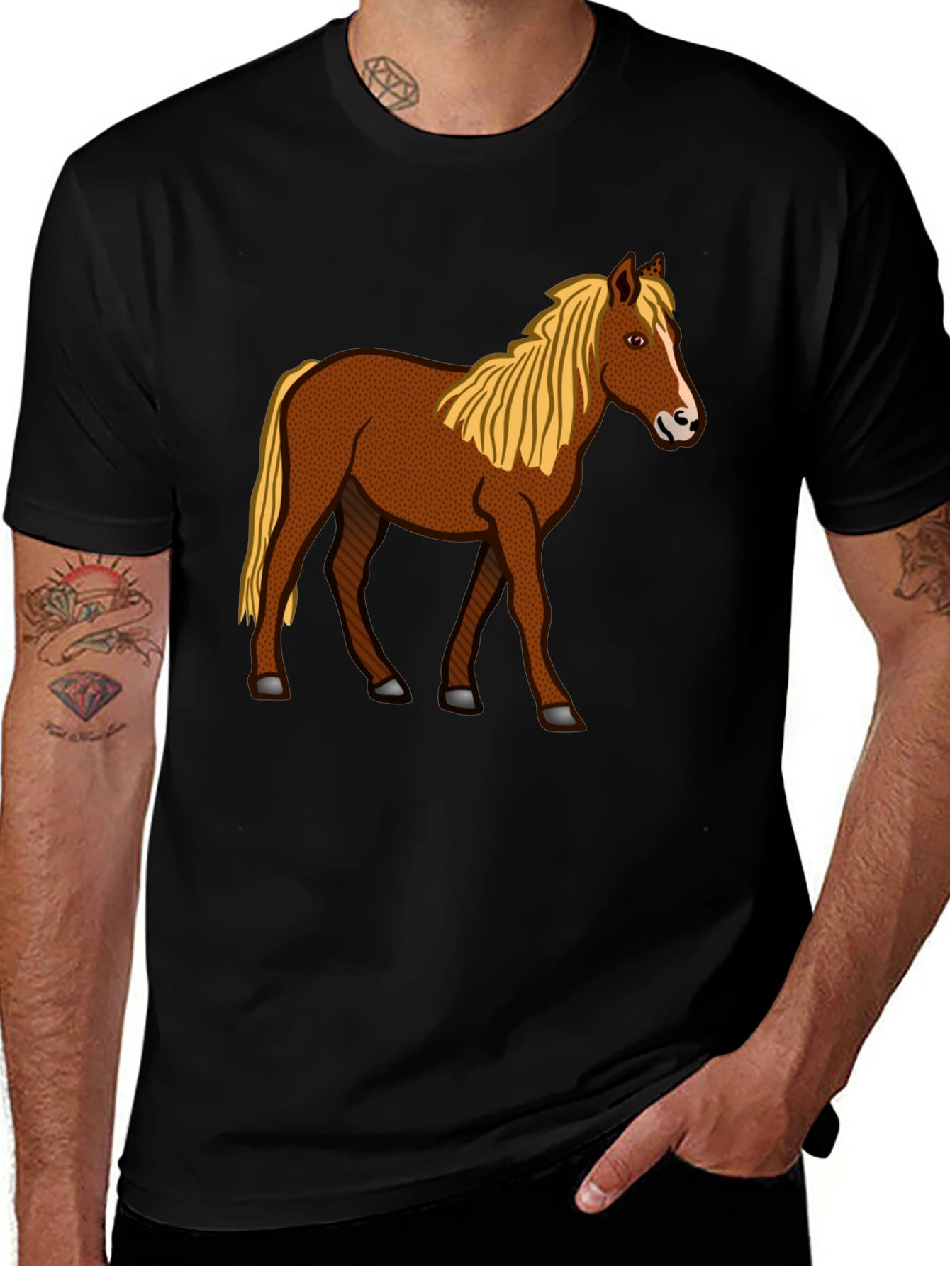 Horse Graphic T-Shirt - Classic Crew Neck Tee