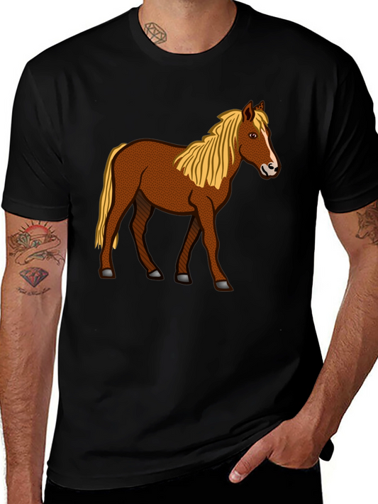 Horse Graphic T-Shirt - Classic Crew Neck Tee