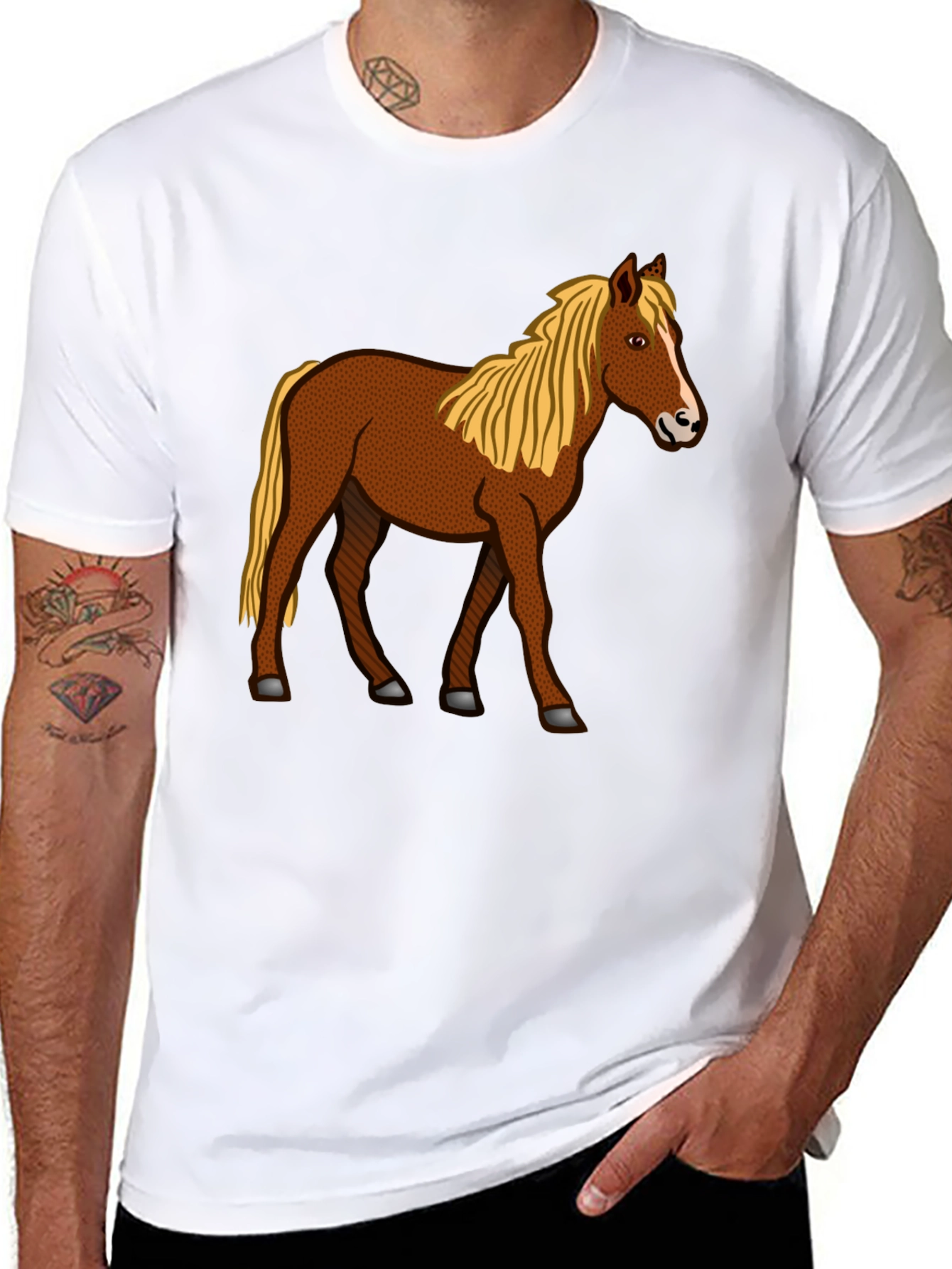 Horse Graphic T-Shirt - Classic Crew Neck Tee