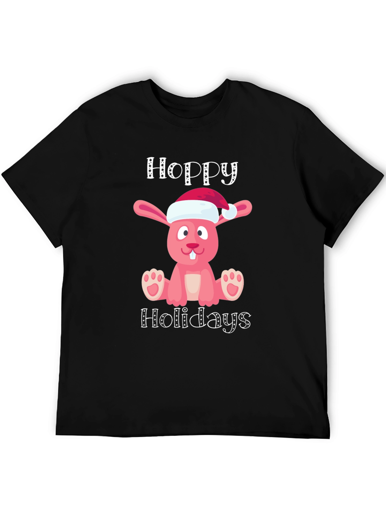 Hoppy Holidays Pink Bunny Christmas T-Shirt
