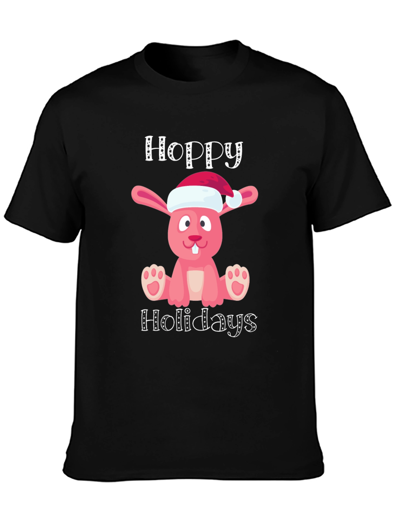 Hoppy Holidays Pink Bunny Christmas T-Shirt
