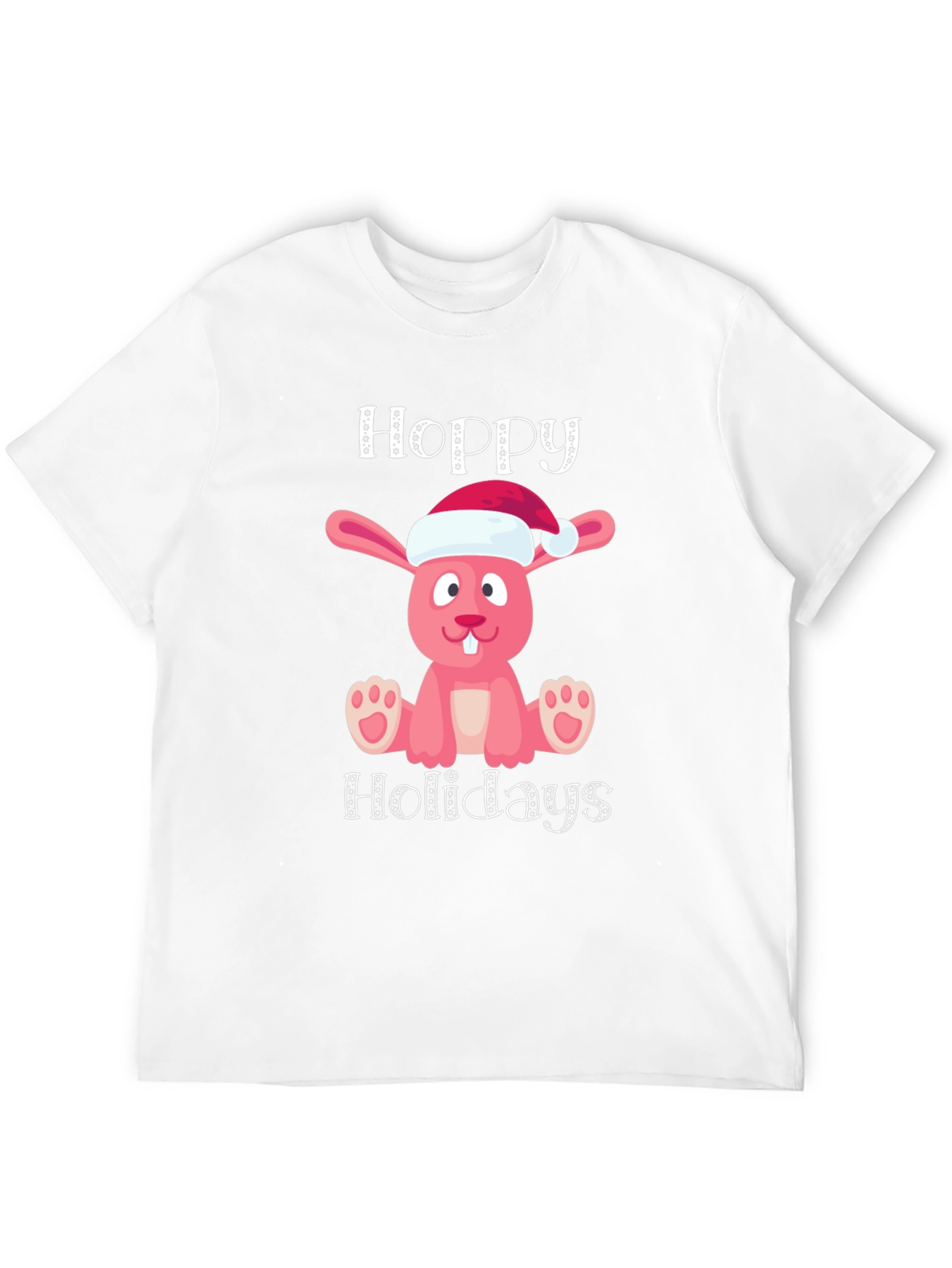 Hoppy Holidays Pink Bunny Christmas T-Shirt