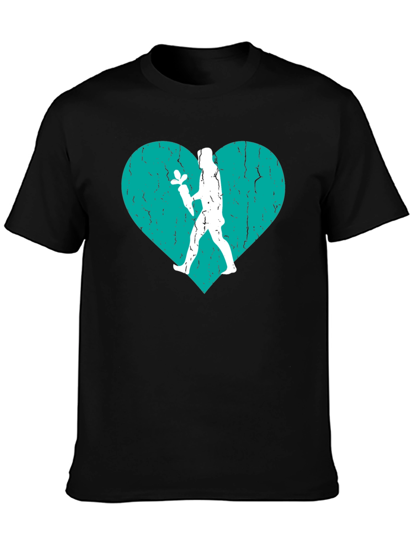 Heart Florist T-Shirt - Black Crew Neck Tee