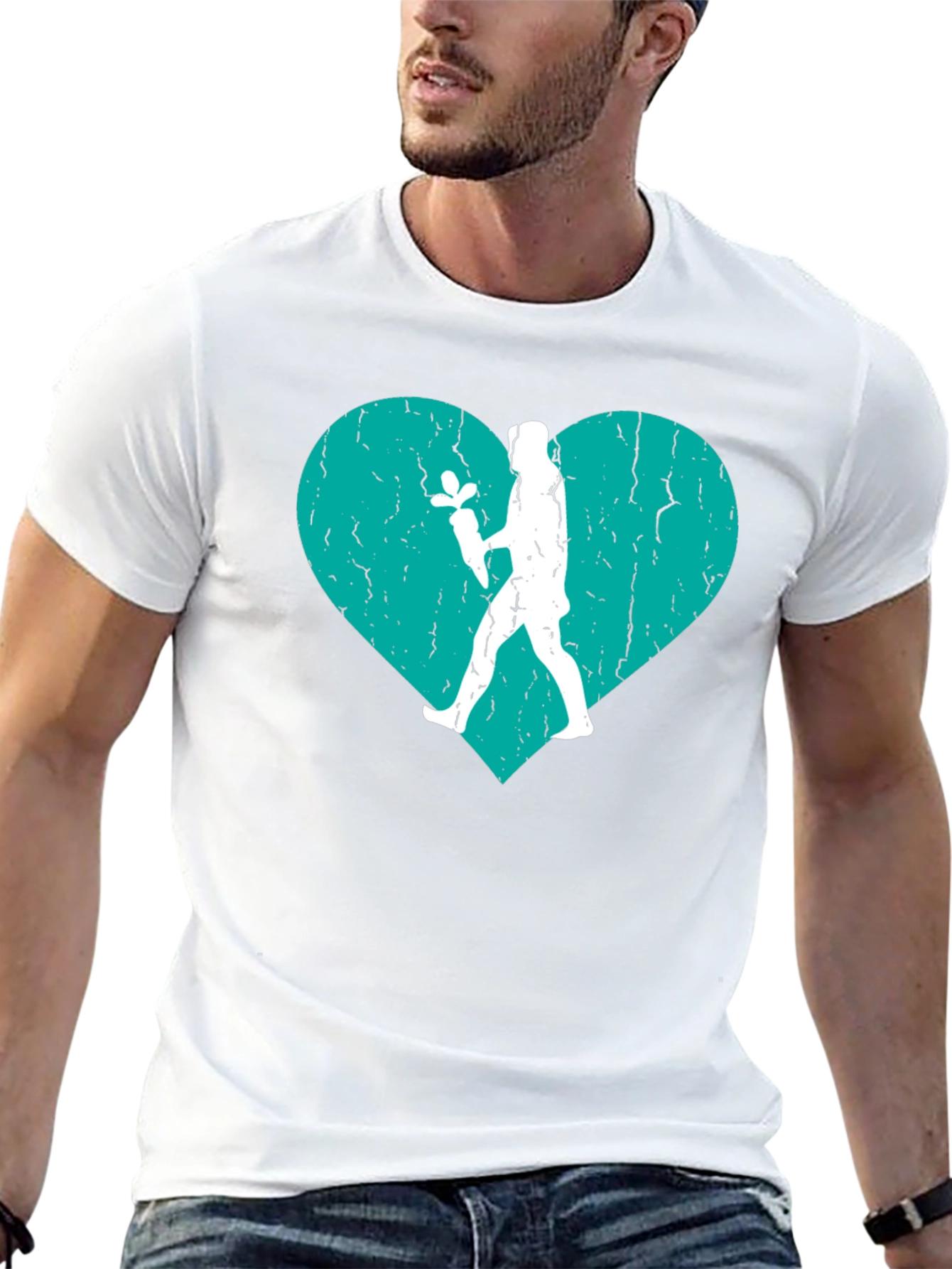 Heart Florist T-Shirt - Black Crew Neck Tee