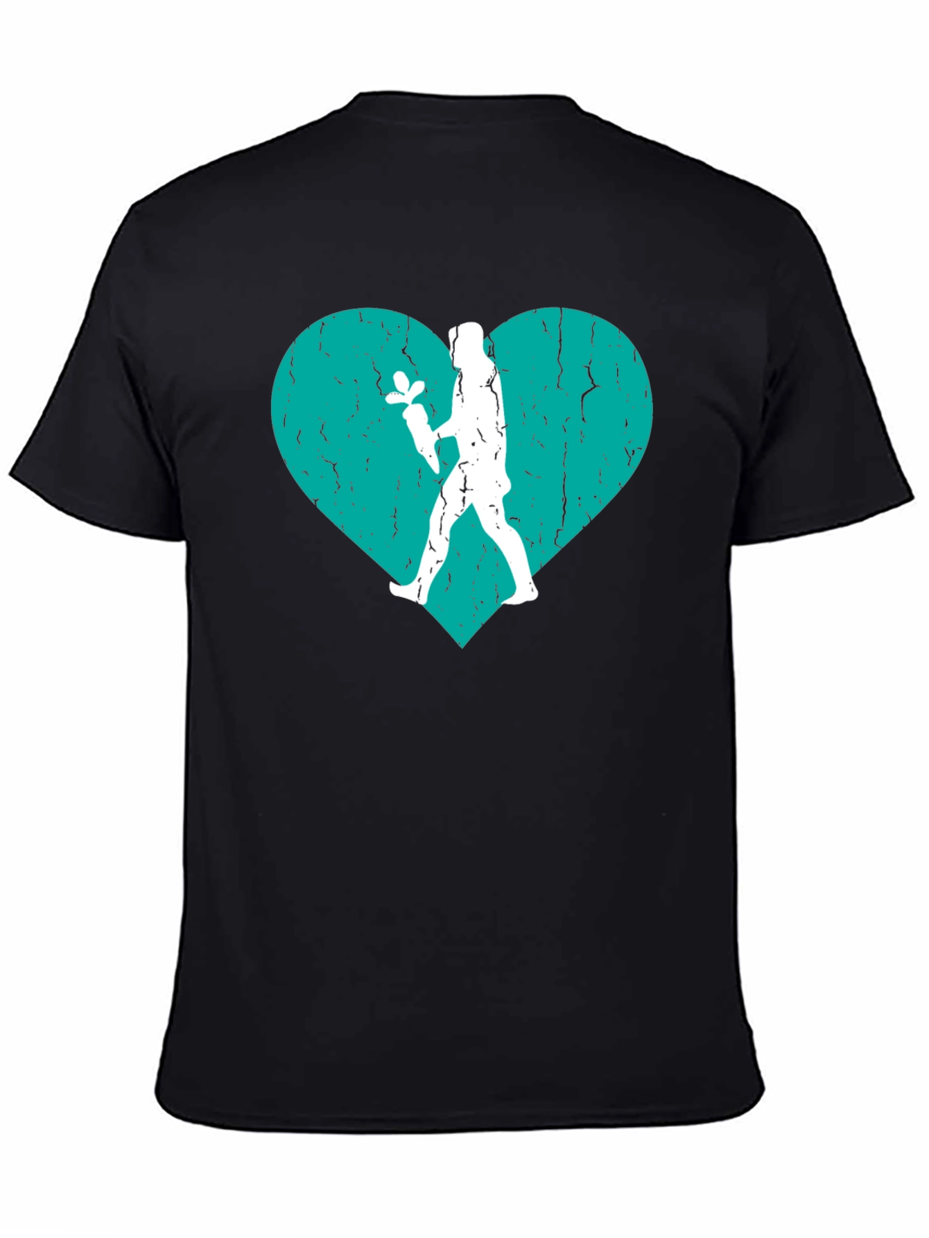 Heart Florist T-Shirt - Black Crew Neck Tee