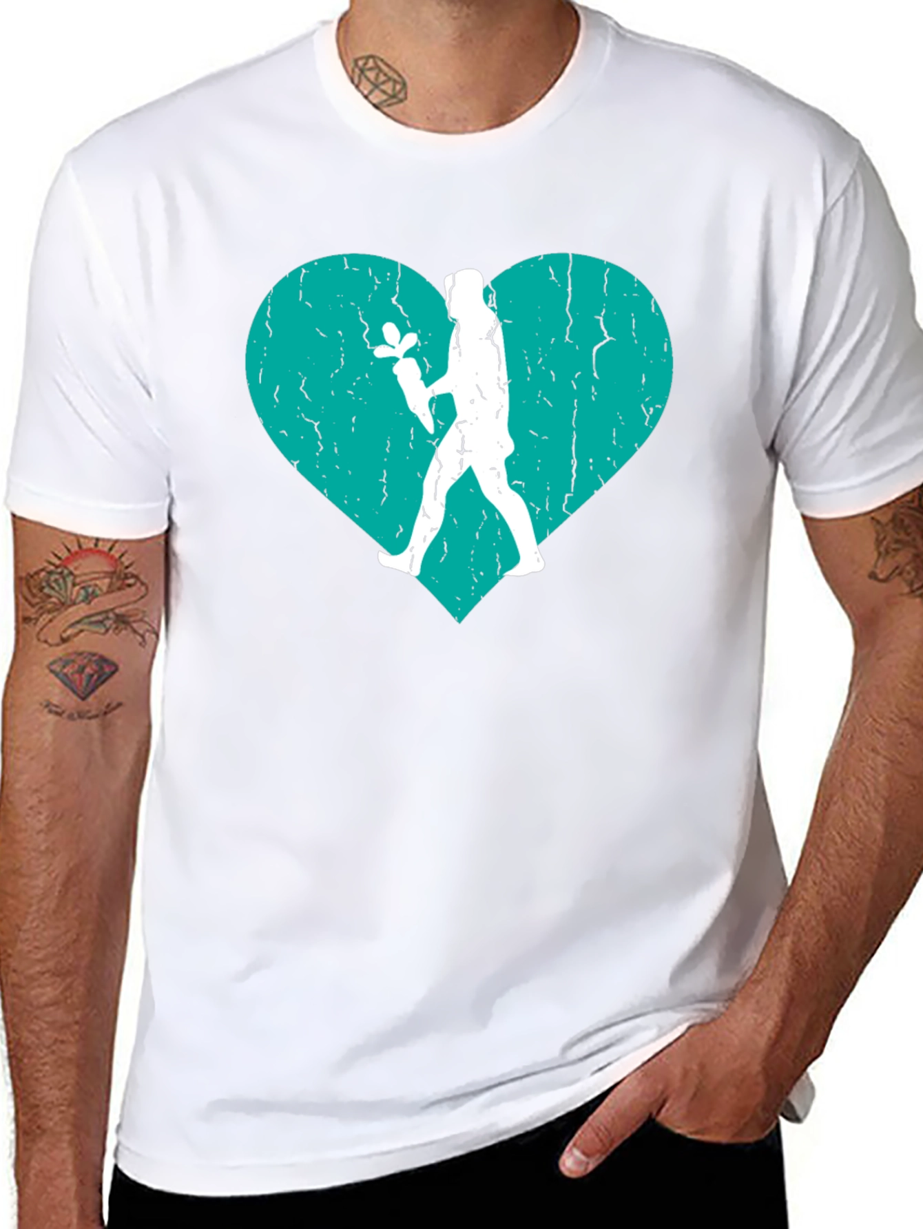 Heart Florist T-Shirt - Black Crew Neck Tee