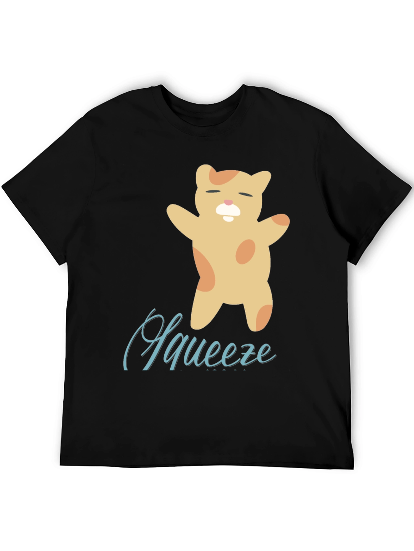 Cute Squeeze Cat Black T-Shirt