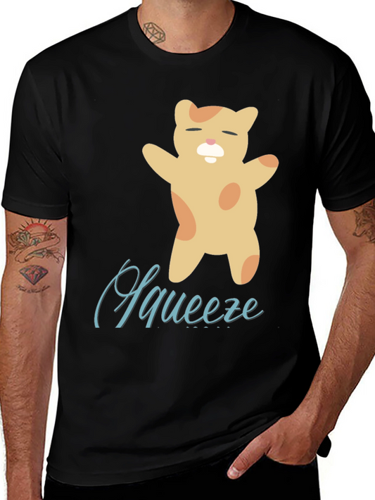 Cute Squeeze Cat Black T-Shirt