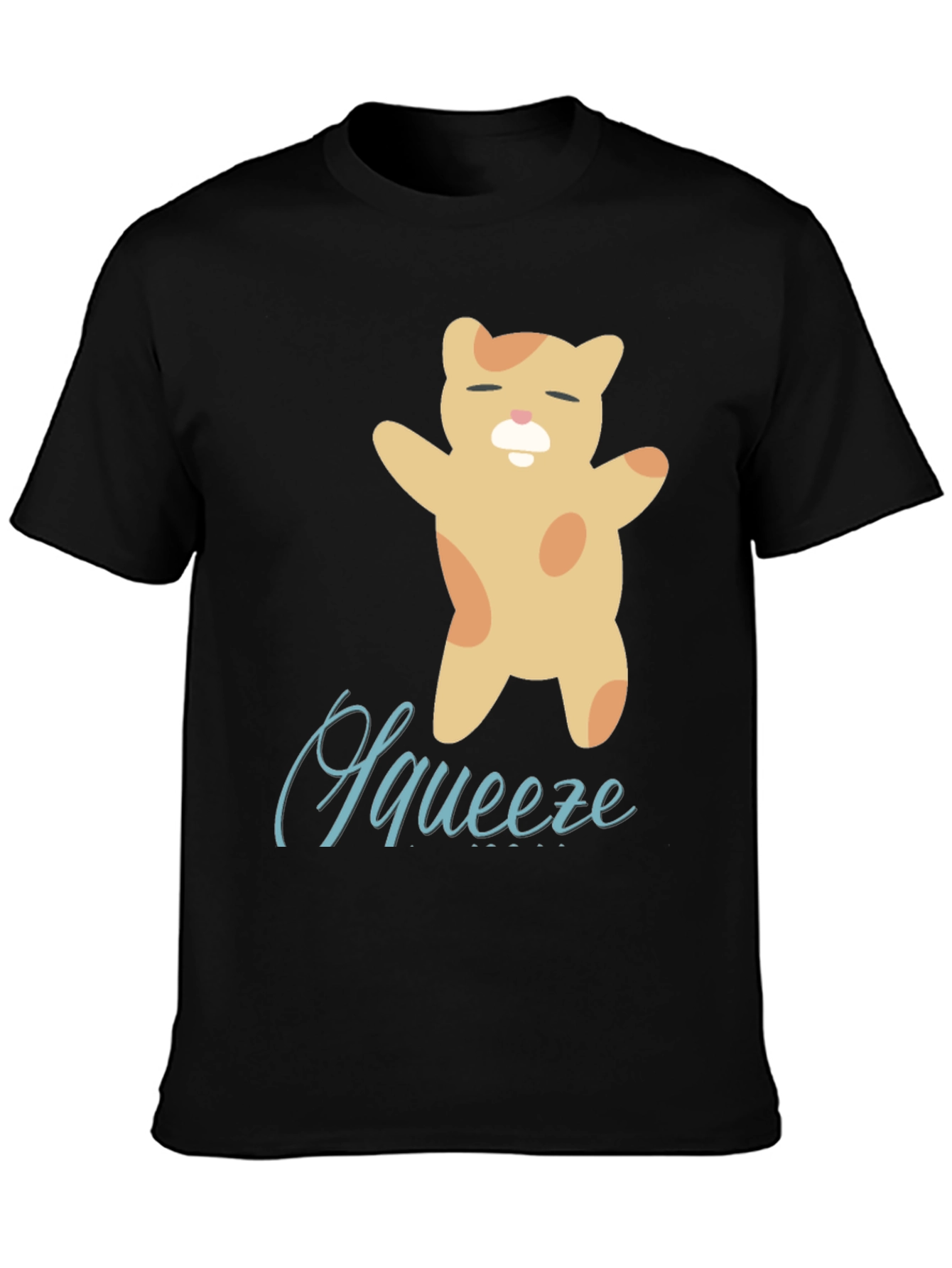 Cute Squeeze Cat Black T-Shirt