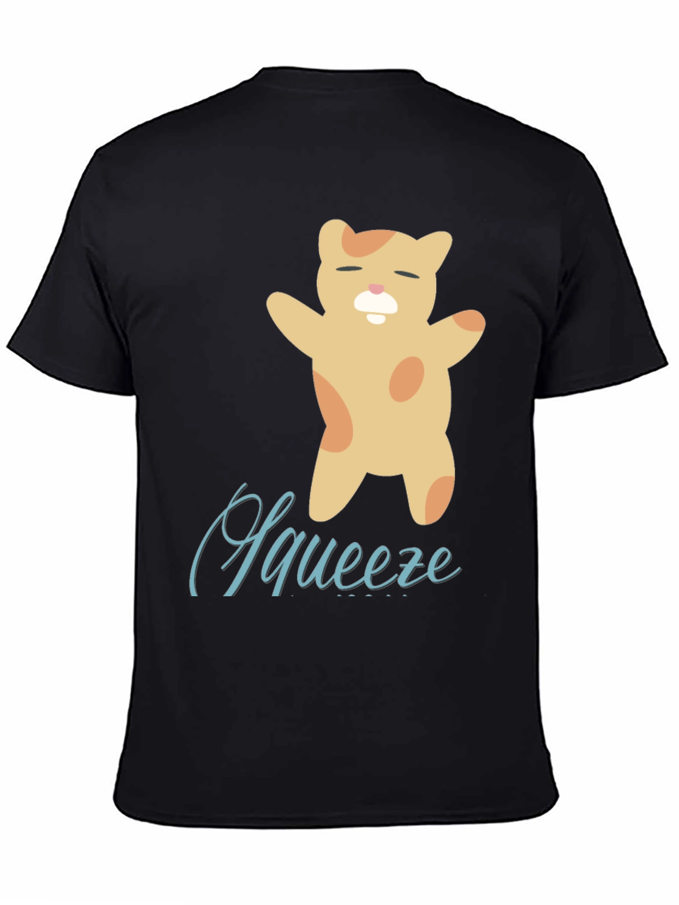 Cute Squeeze Cat Black T-Shirt