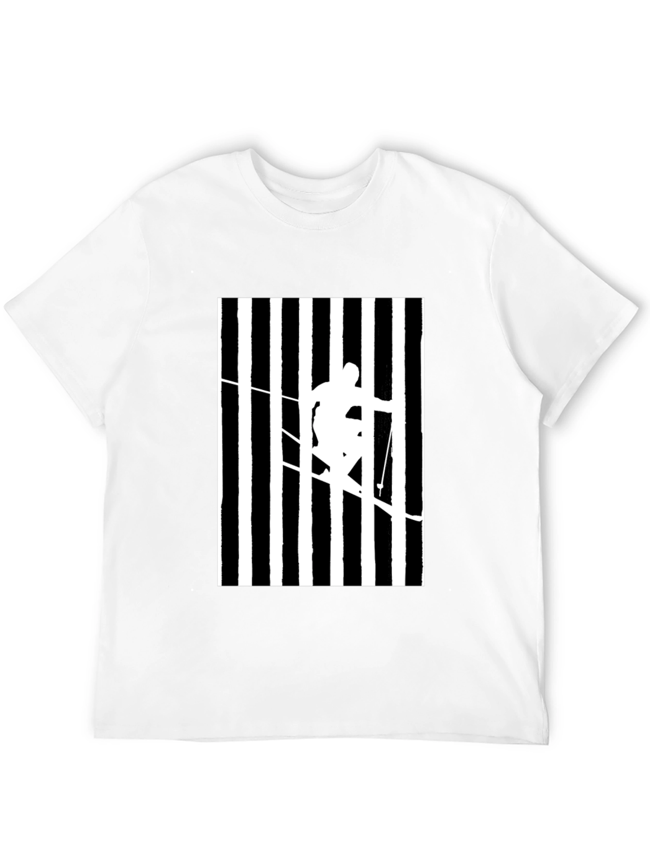 Stripped Skier Graphic Tee - Black Cotton Blend