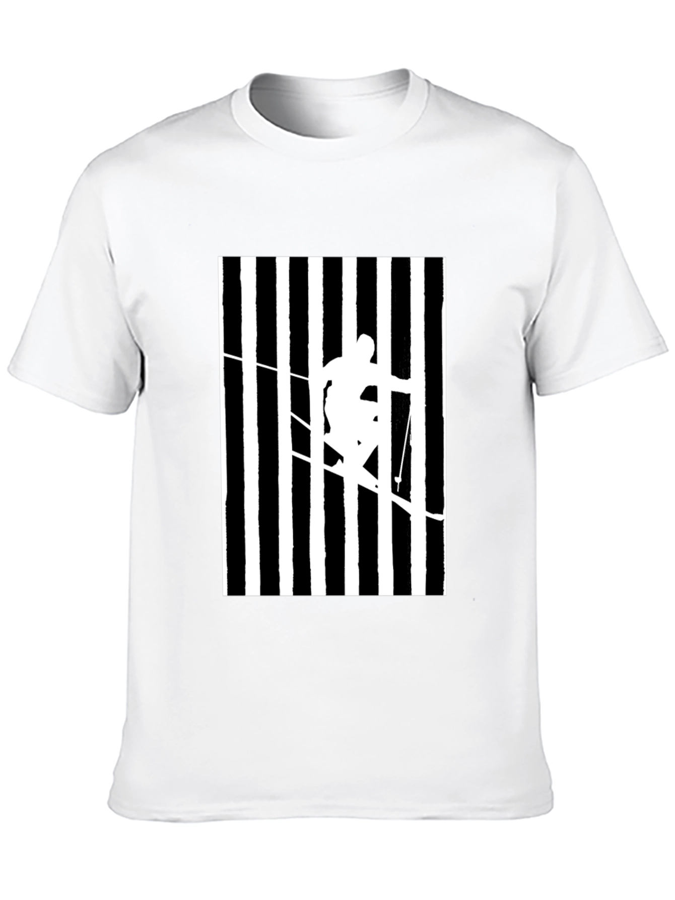 Stripped Skier Graphic Tee - Black Cotton Blend