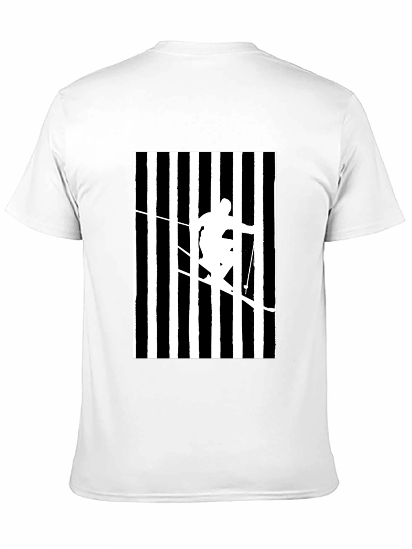 Stripped Skier Graphic Tee - Black Cotton Blend