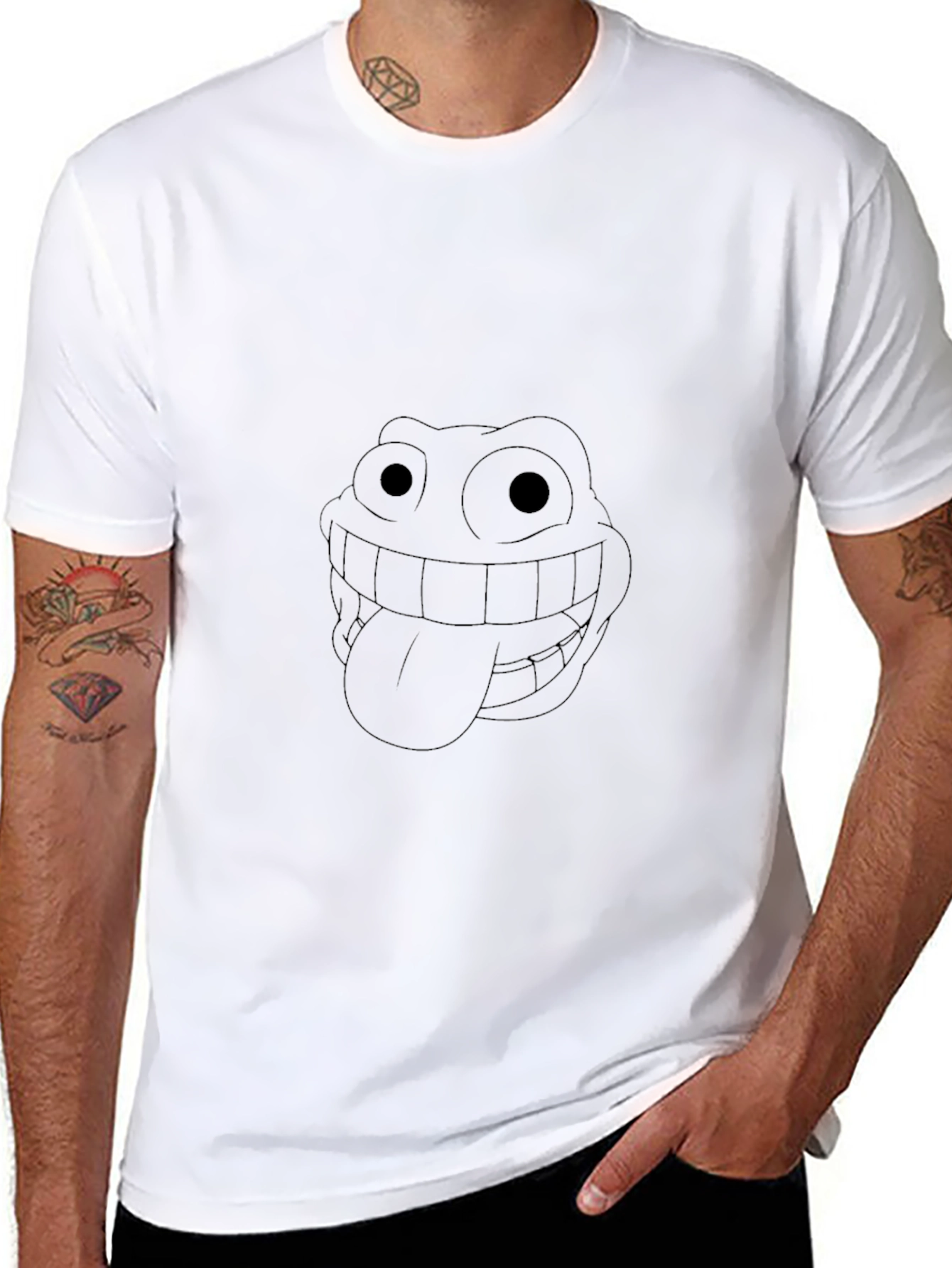 Black T-Shirt with Funny Cartoon Face