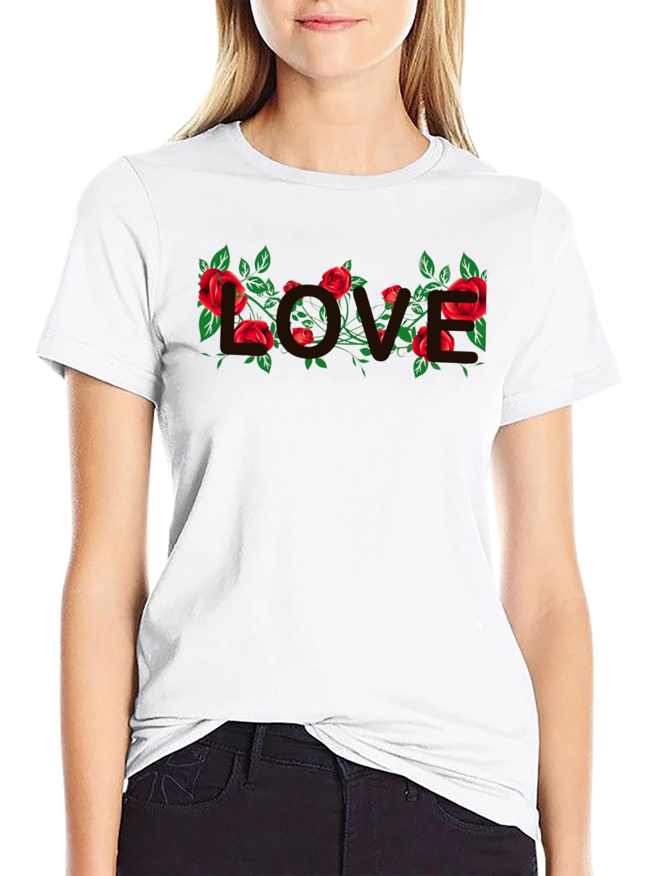 Floral LOVE T-Shirt - Black