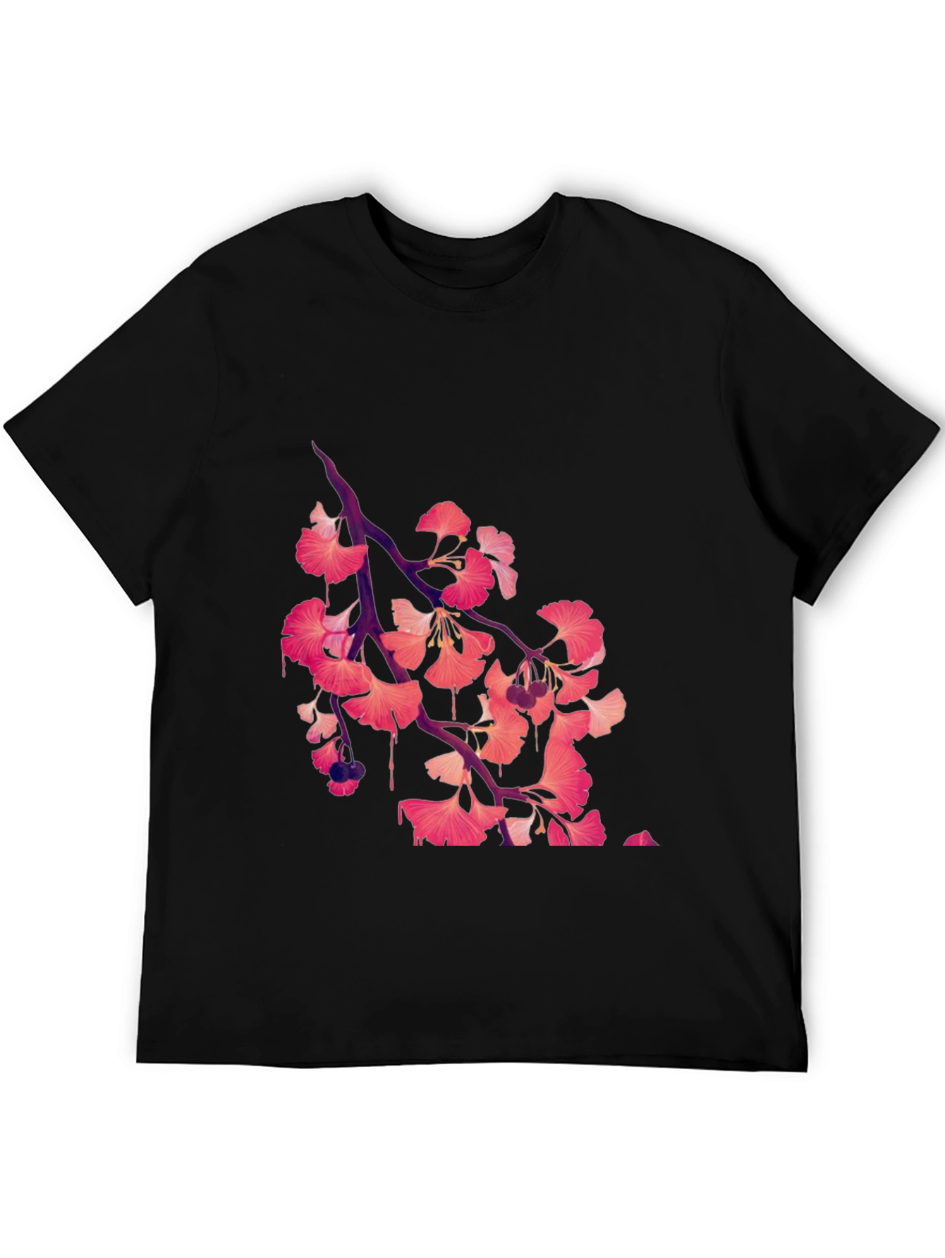 Ginkgo Print Black T-Shirt