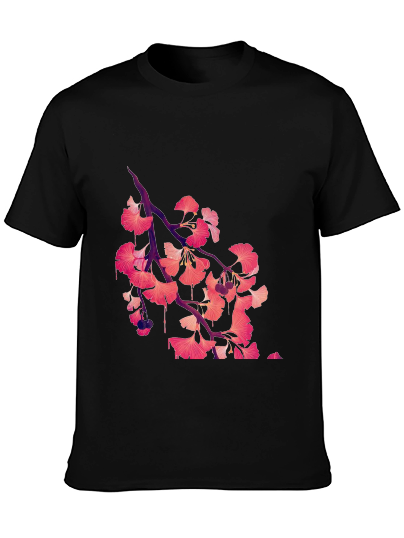 Ginkgo Print Black T-Shirt