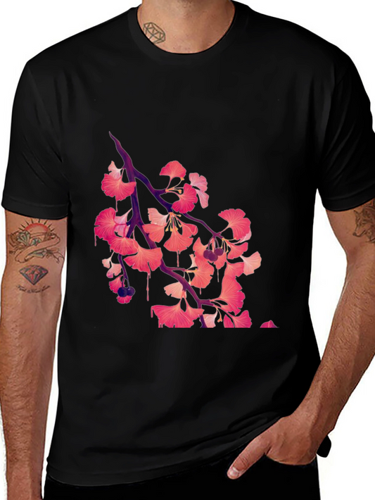 Ginkgo Print Black T-Shirt