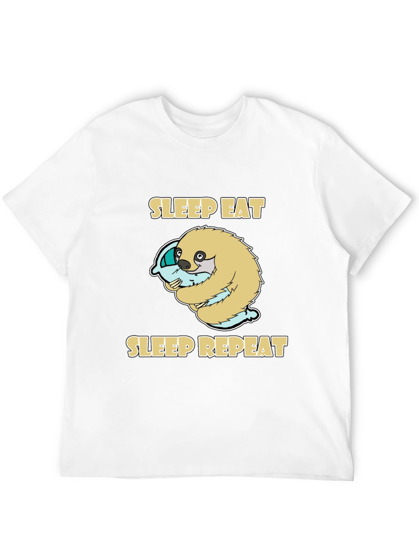 Sleep Eat Repeat Sloth Graphic Tee - Black