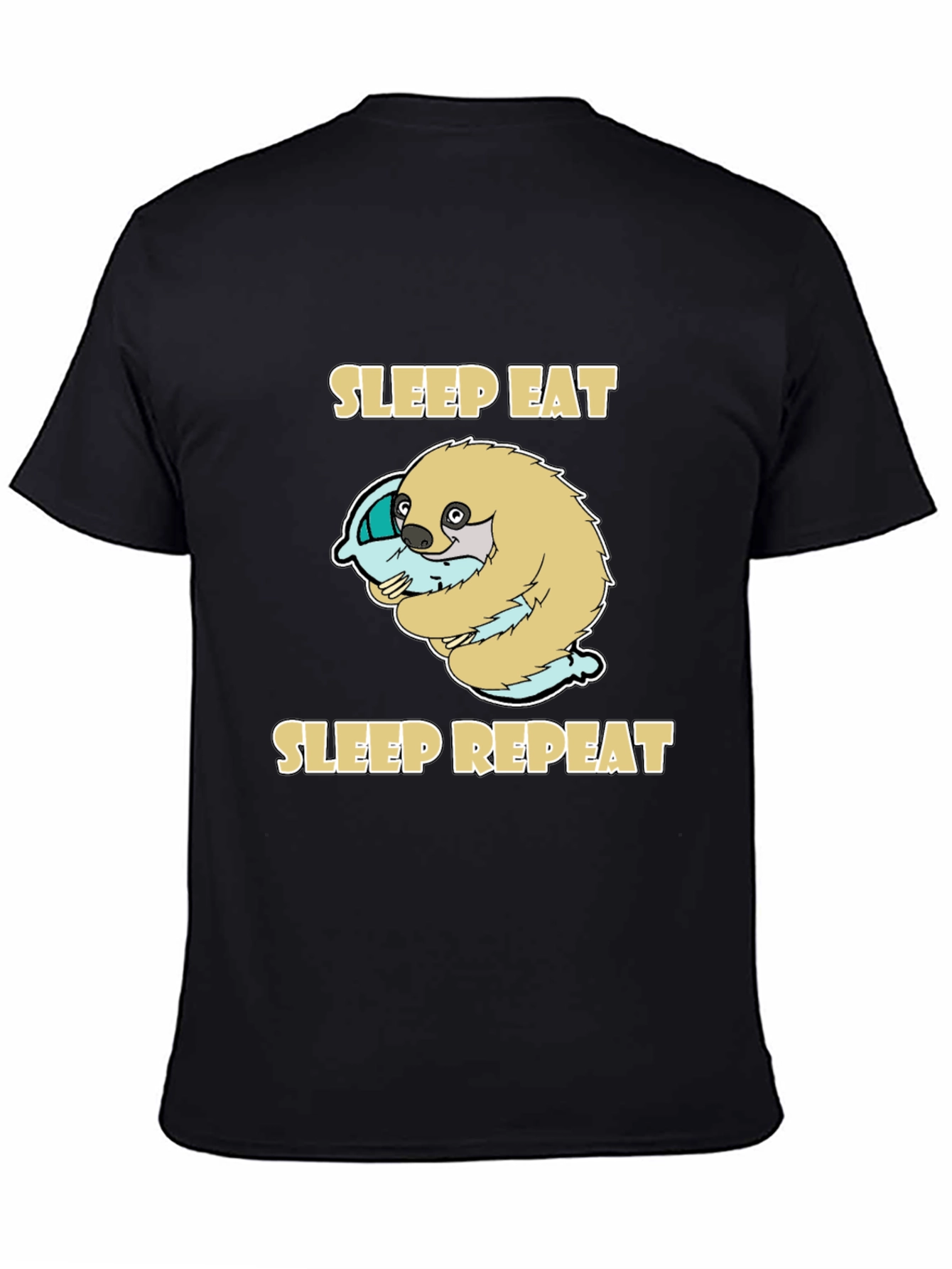 Sleep Eat Repeat Sloth Graphic Tee - Black