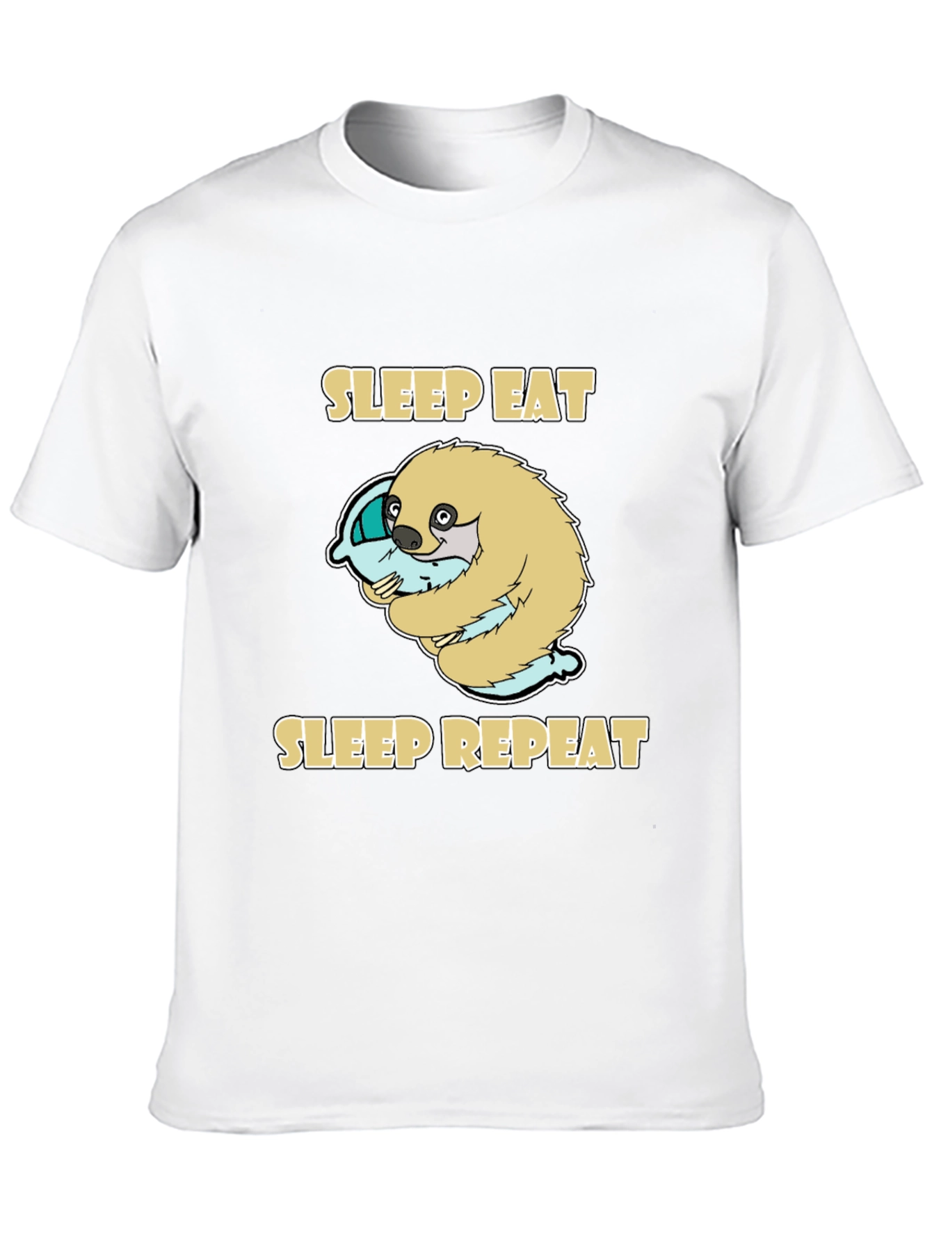 Sleep Eat Repeat Sloth Graphic Tee - Black