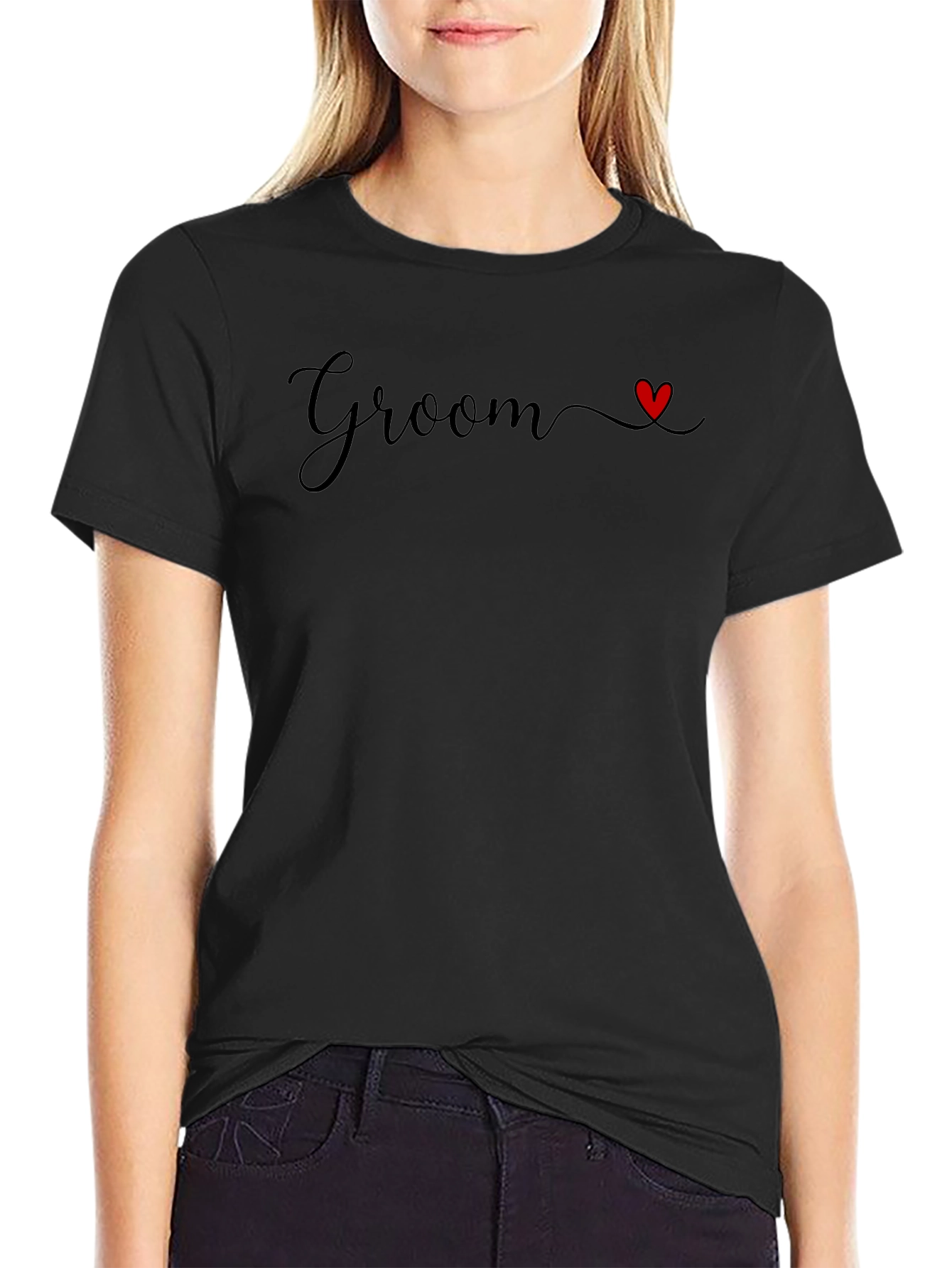 Groom Heart Graphic Black T-Shirt