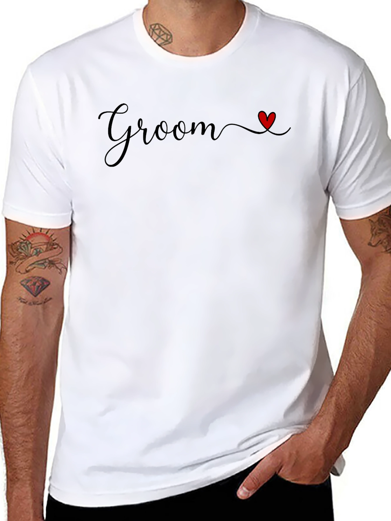 Groom Heart Graphic Black T-Shirt