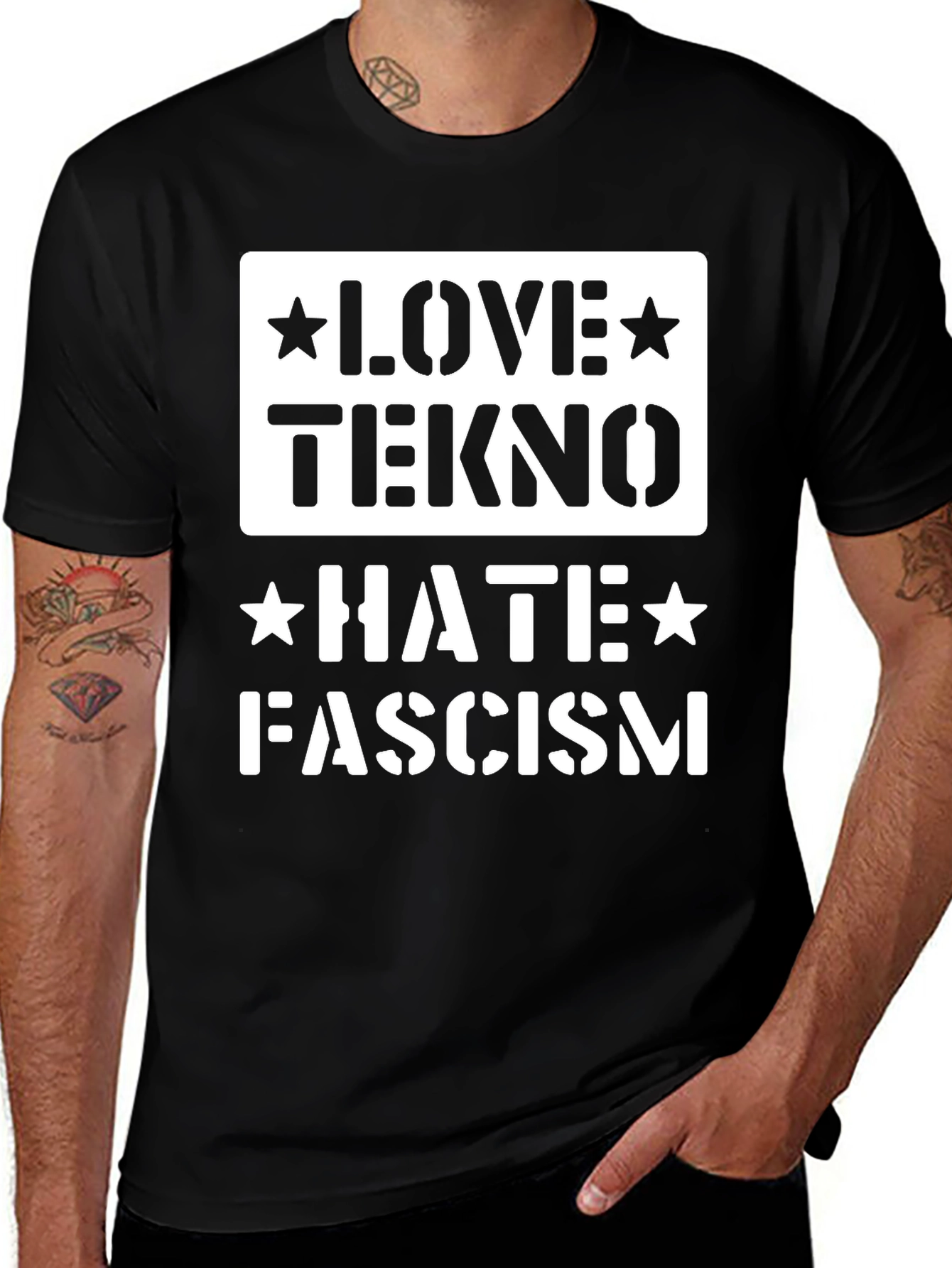 Love Tekno Hate Fascism Graphic Tee