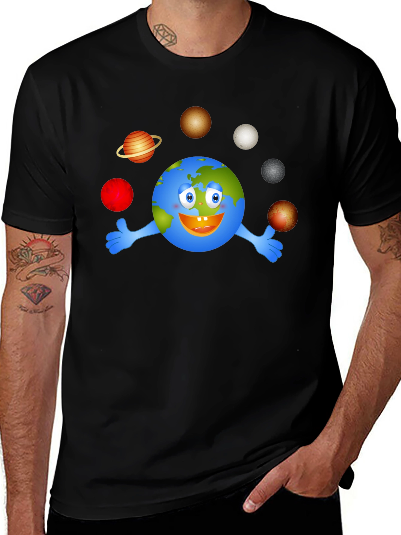 Planet Earth Cartoon Graphic T-Shirt