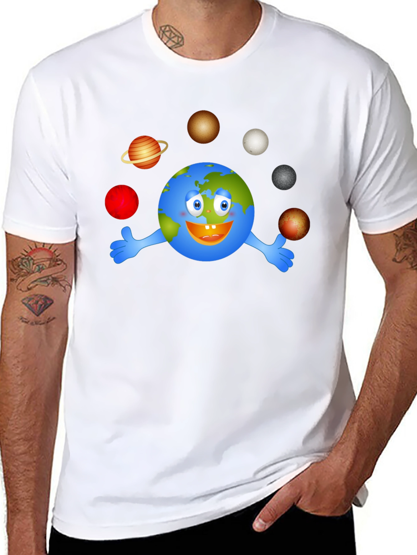 Planet Earth Cartoon Graphic T-Shirt