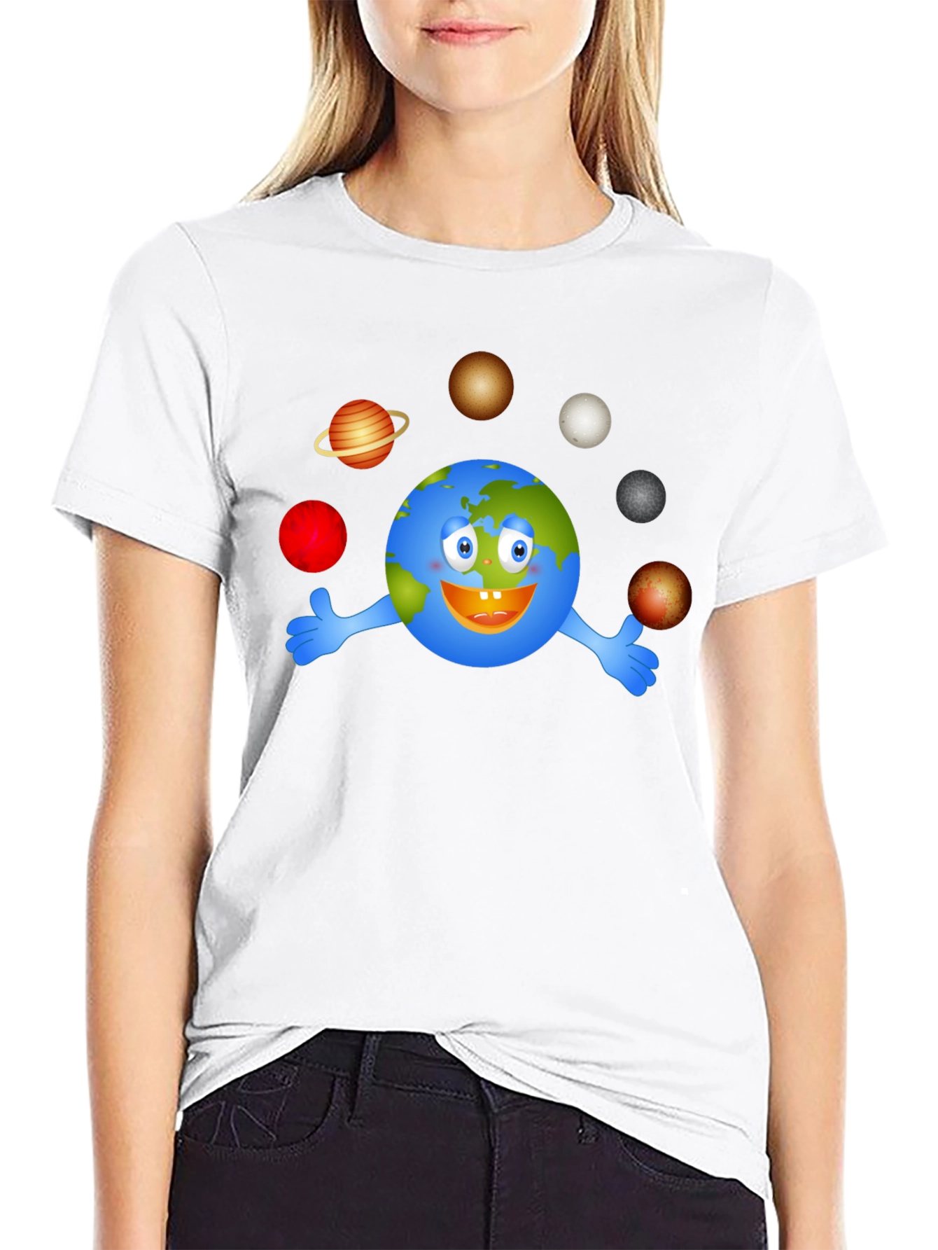 Planet Earth Cartoon Graphic T-Shirt