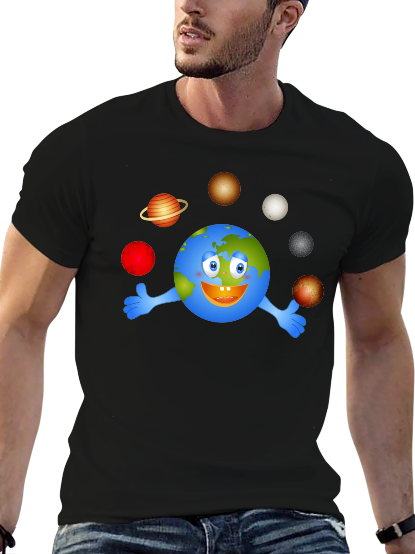 Planet Earth Cartoon Graphic T-Shirt