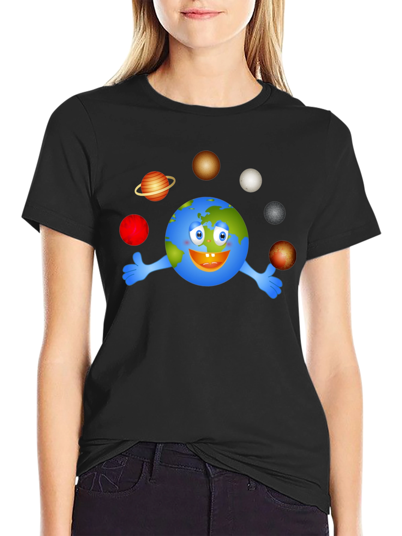 Planet Earth Cartoon Graphic T-Shirt