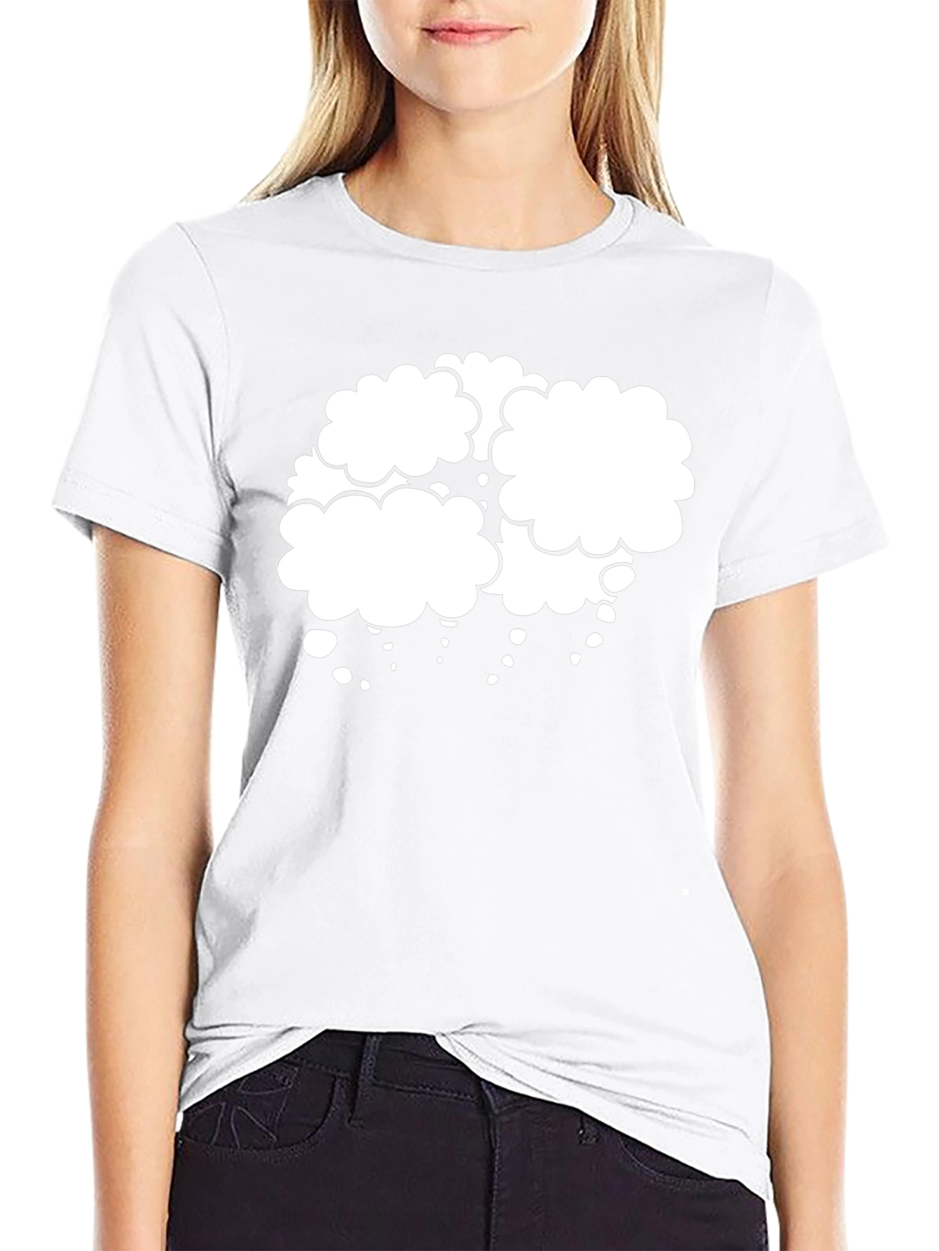 Black T-Shirt with White Cloud Design