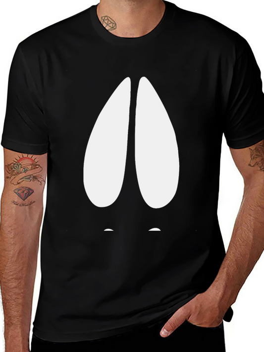 Humorous Black T-Shirt with Cartoon Hoof Print