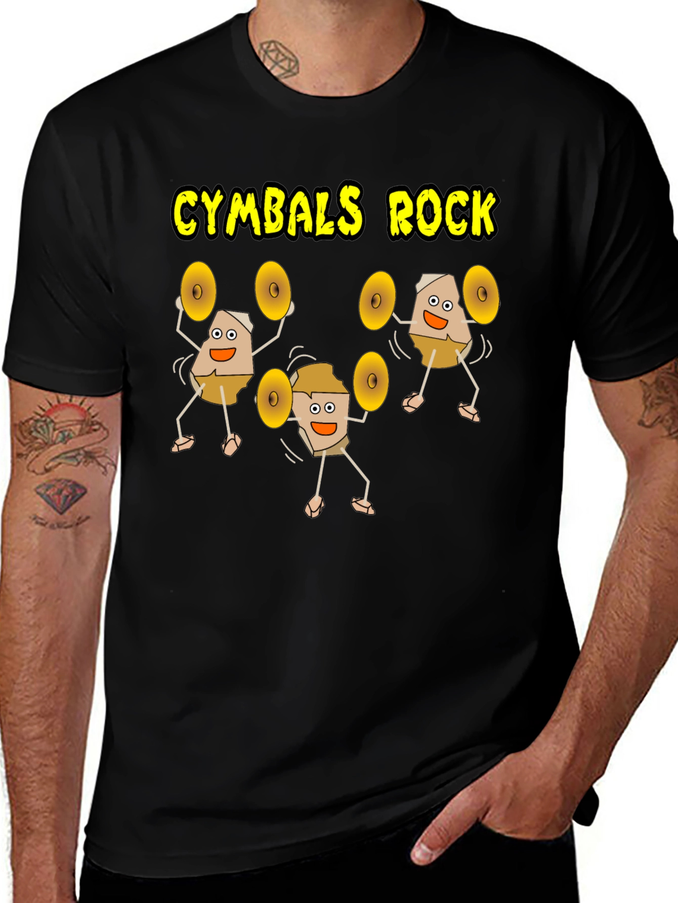 Cymbals Rock Graphic T-Shirt - Black Cotton Tee